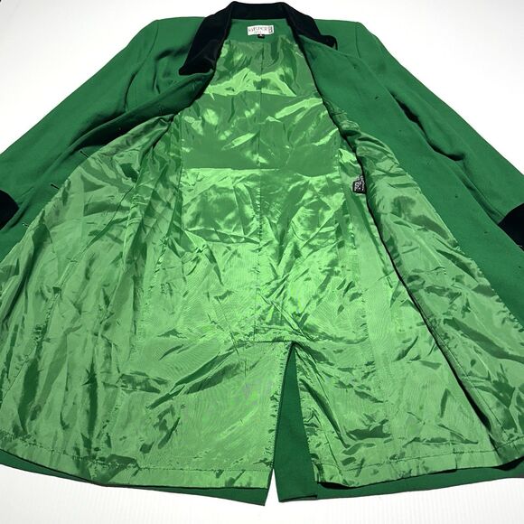 Kasper ASL Vintage Green Blazer Coat Dress Size 8 Velour Collar & Cuffs NWT - Picture 6 of 15